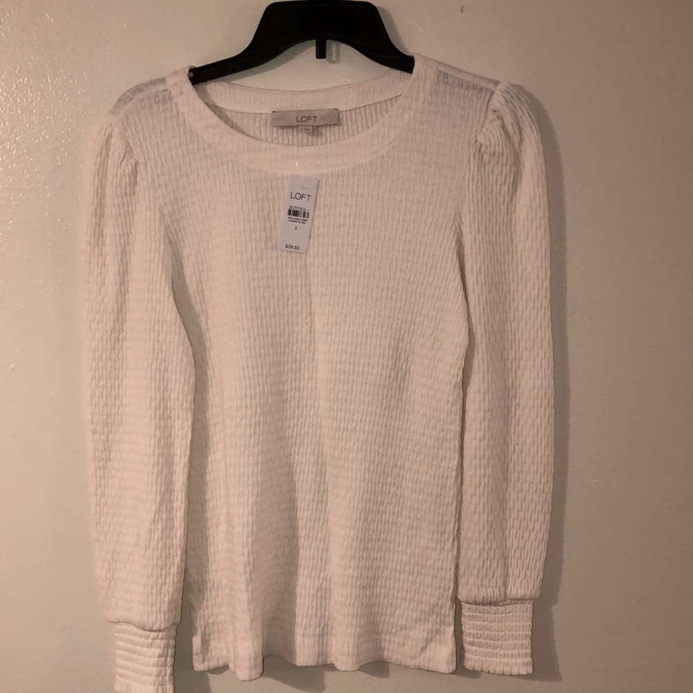 Loft off white long sleeve top ,size small